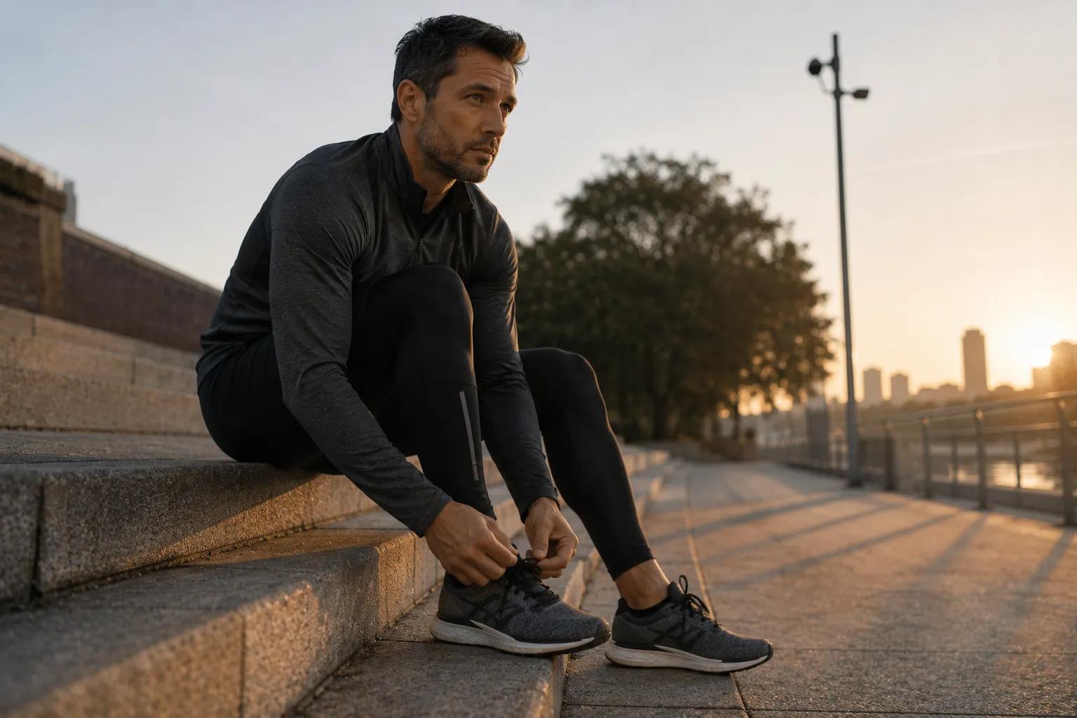 Man preparing for a morning run before online TRT therapy consult