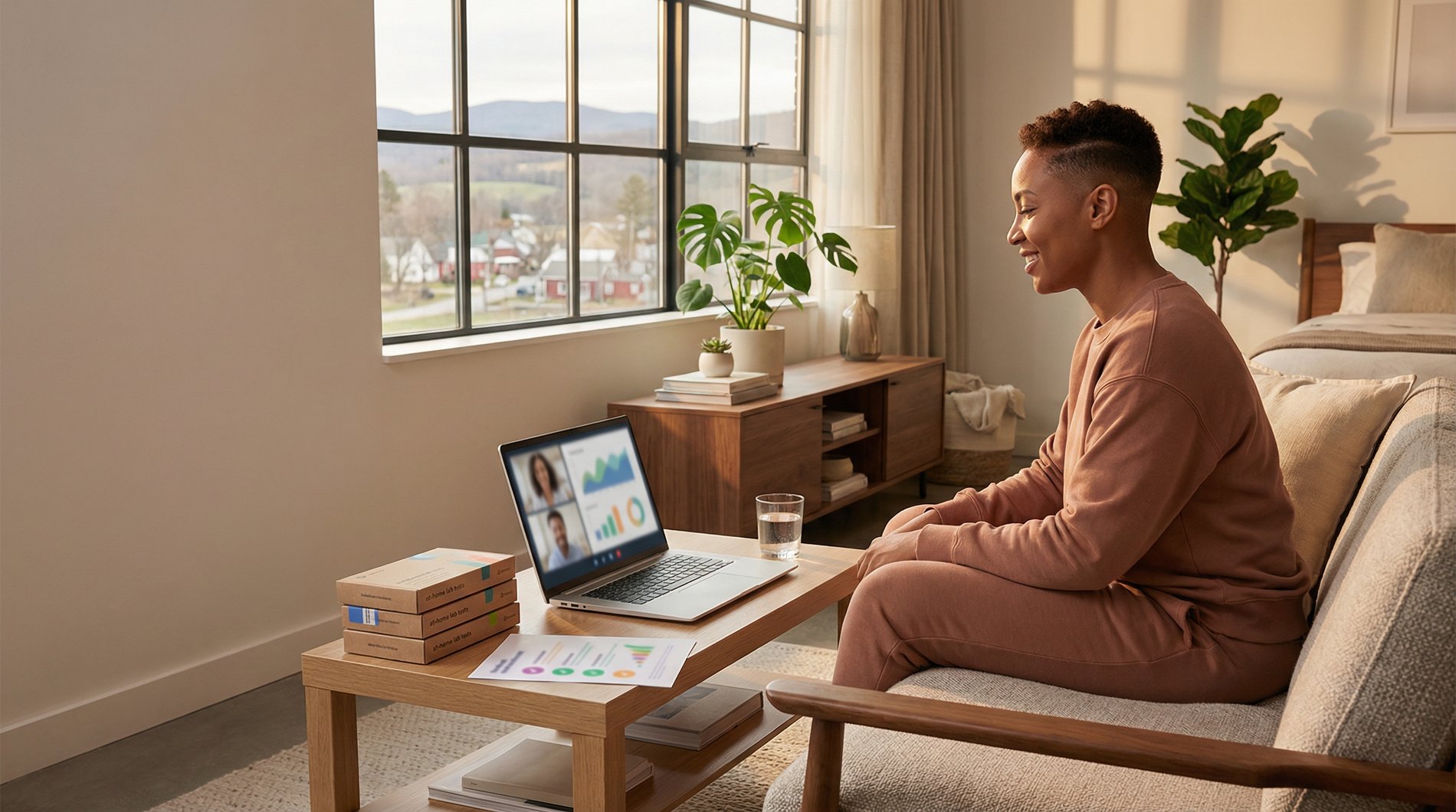 Person using telehealth for HRT