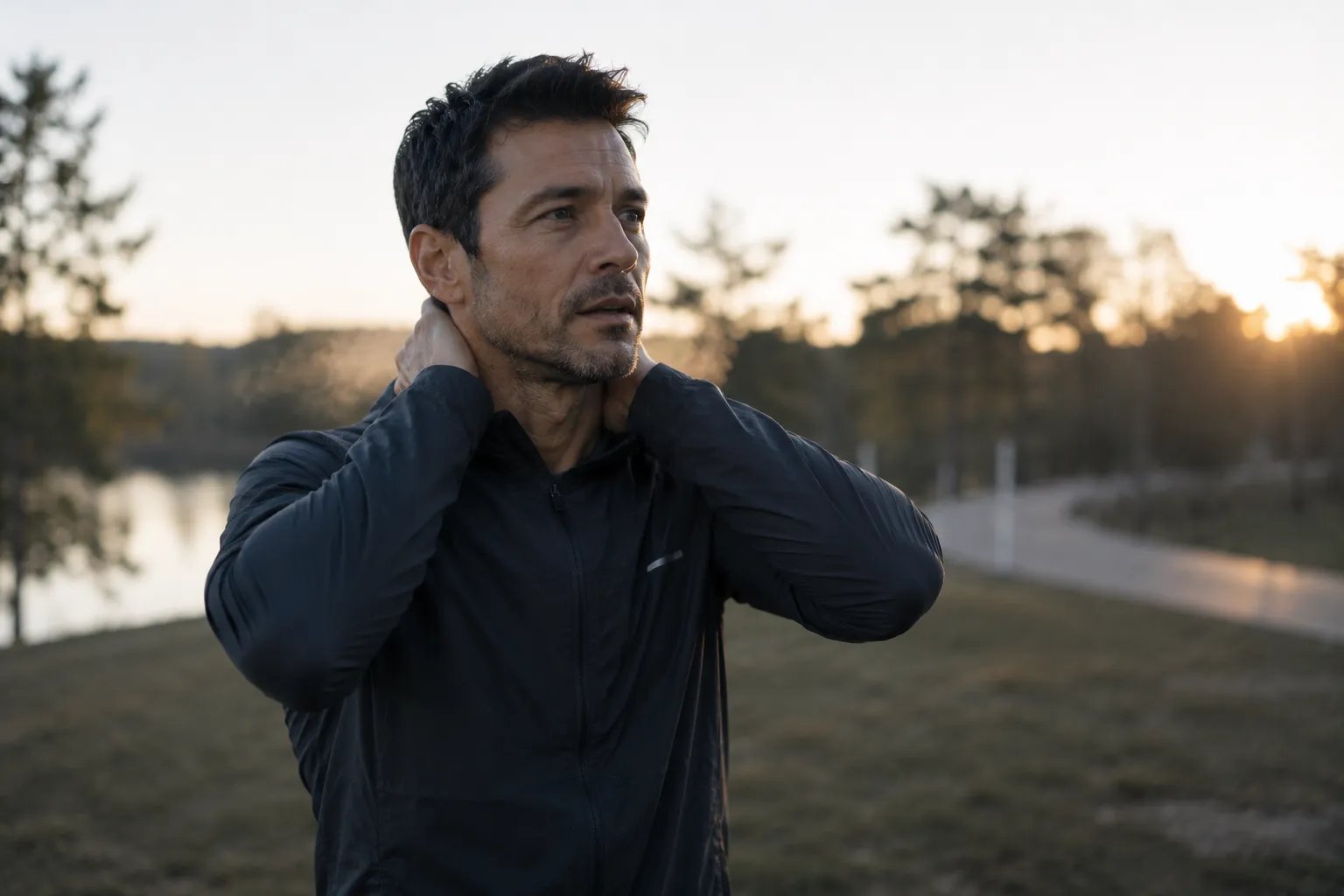 Fit man catching his breath after a run pondering can stress cause low testosterone