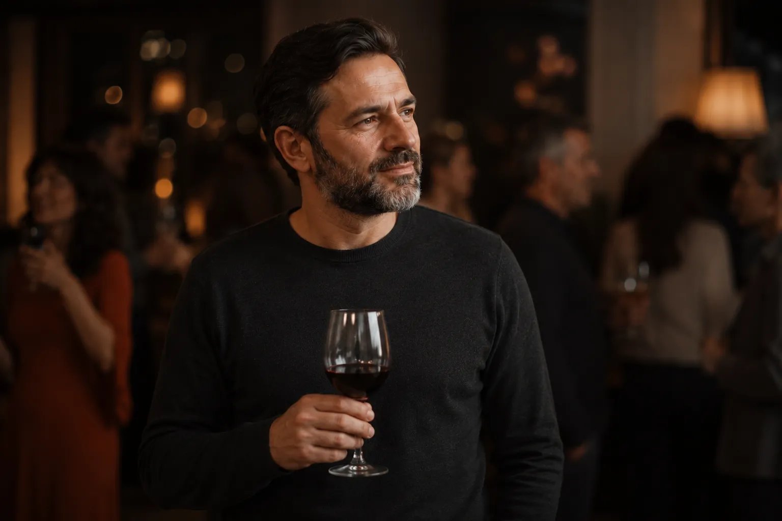 Man holding one glass of wine while on testosterone therapy