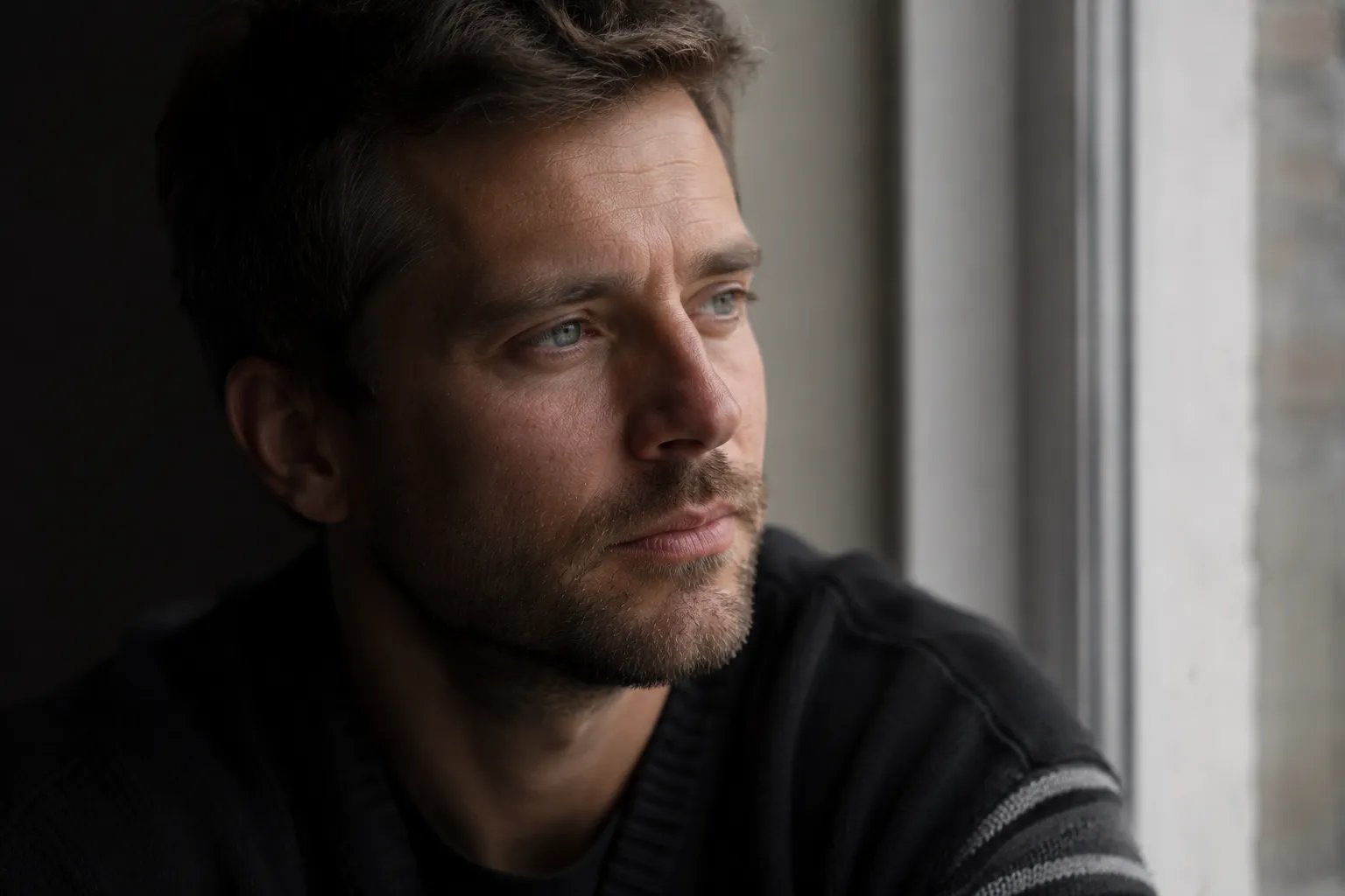 Close-up of a man experiencing symptoms linked to low testosterone and depression