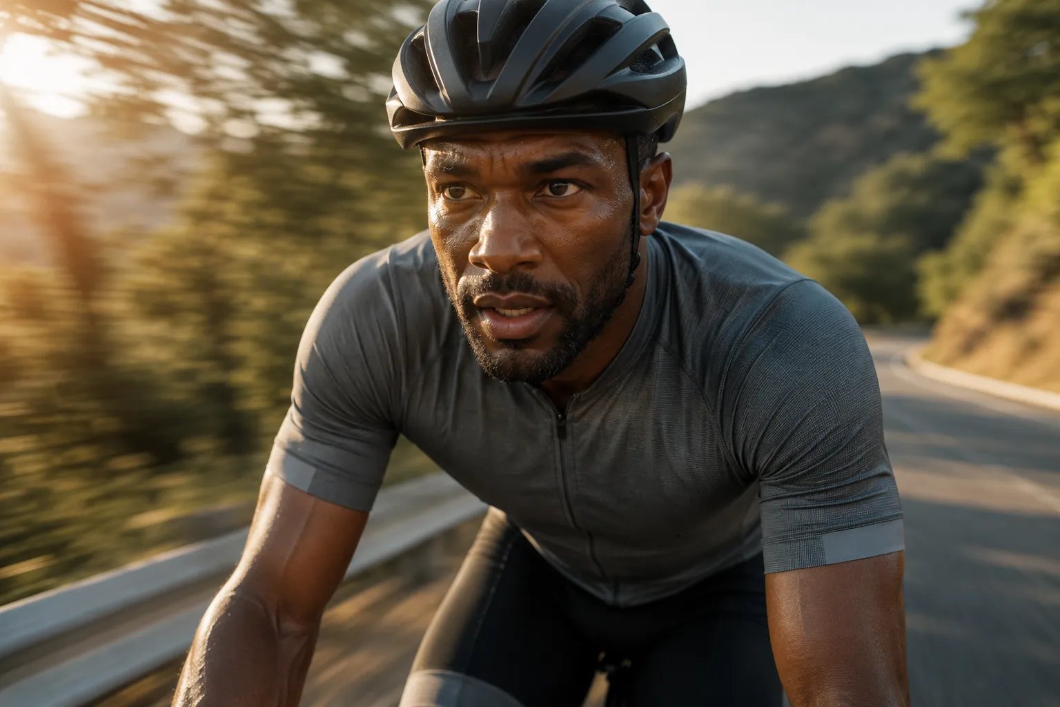 Cyclist training outdoors to maintain an active hormone-supportive lifestyle