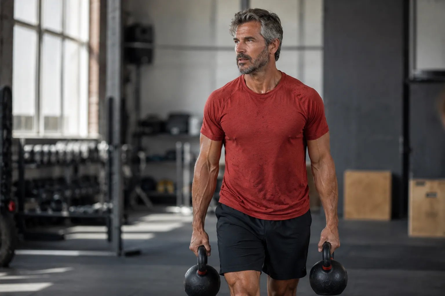 Man on TRT maintaining fitness while following blood test monitoring schedule